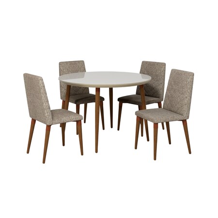 Manhattan Comfort Circle Utopia 45.28 Round Dining Table Set of 5 in Off White and Grey, 45.27 W, 45.27 L, 30.7 H 2-1015052109253